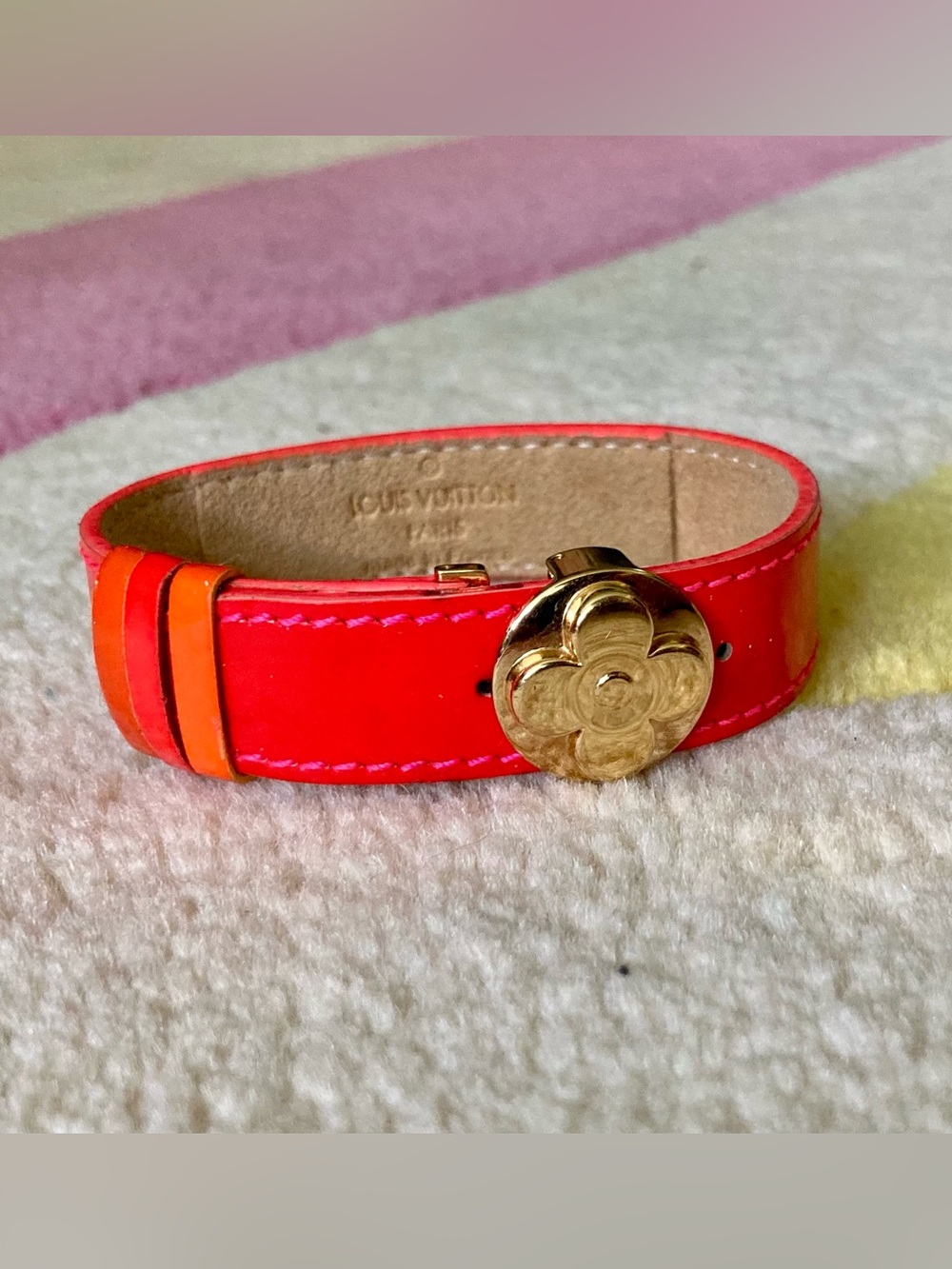 Louis Vuitton Robert Wilson Y2K Hot Fluo Pink Good Luck Vernis Leather Bracelet